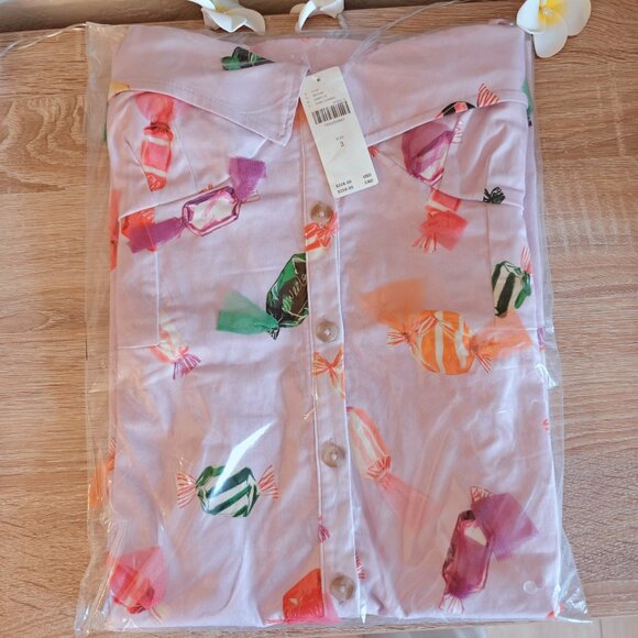 NWT Maeve Candy Printed Buttondown Mini Dress 2 - Picture 4 of 5